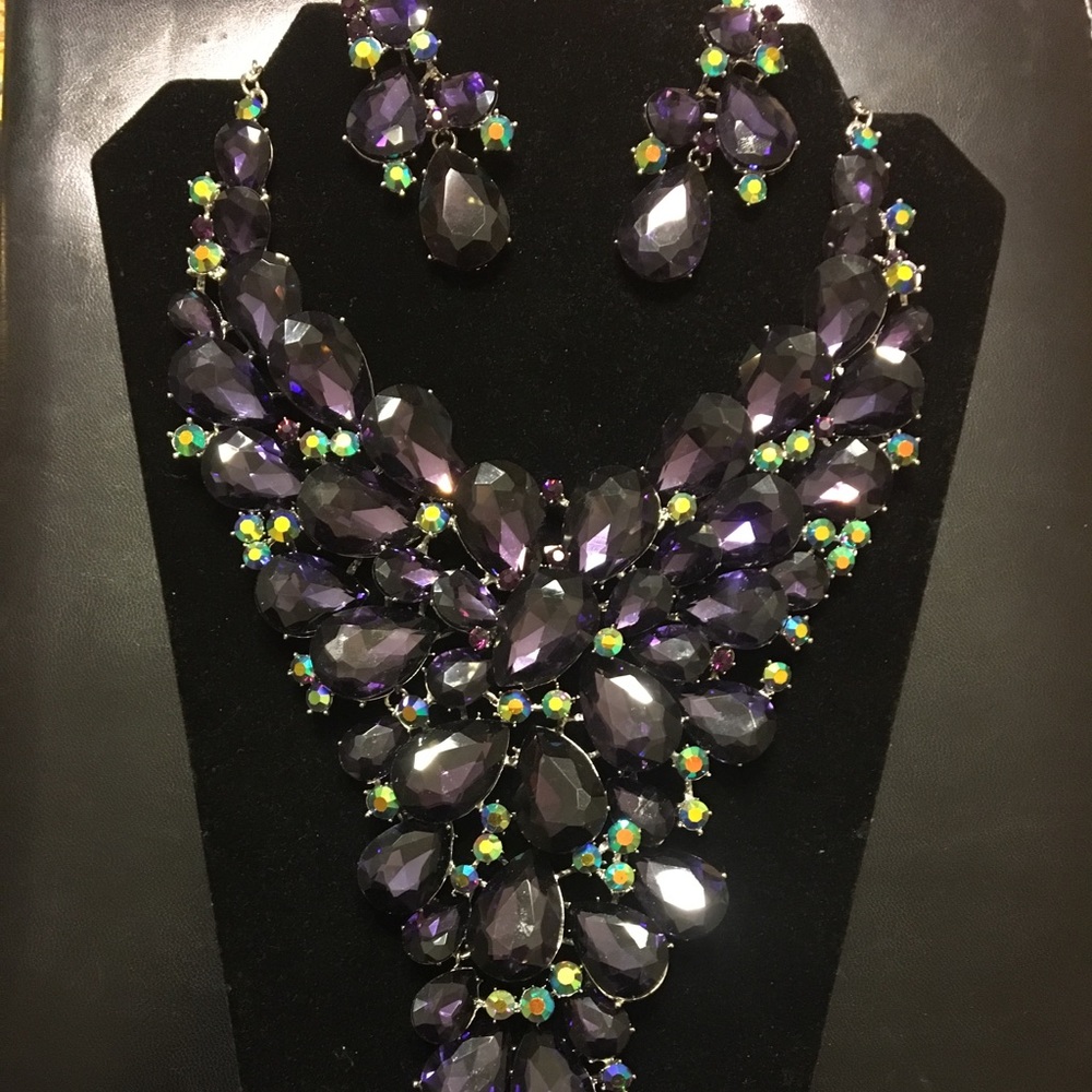 Purple Marquise Necklace & Earring Set